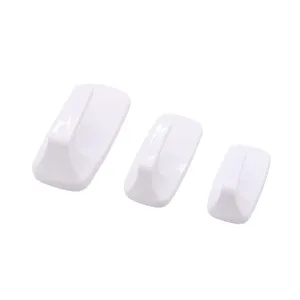 White Coat Hanger Single Hook Plastic Heavy Duty Bathroom Kitchen Self-Adhesive Hooks For Wall