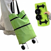 Chariot de courses pliable et portable avec roues, sac à dos léger pour les courses et l'usage domestique