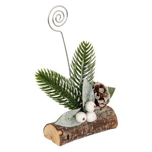 การ์ดตั้งโต๊ะคริสต์มาสพร้อมกิ่งไม้และลำต้นที่ปกคลุมด้วยหิมะ ขนาด 14x5 ซม. สูง 15 ซม. - Product Image 1