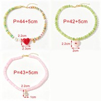 Collier ras du cou en perles rondes de pierre naturelle faites à la main, pendentif cœur rouge, perles, accessoires plaqués cuivre, réglables, accessoires pour femmes