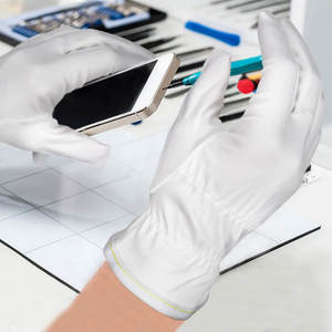 <strong>Esd</strong> Antistatic Powder Free Electronic Fingertip Top Fit Polyester Microfiber Dusting Jewelry Silver <strong>Gloves</strong> for Repair Workshop - Product Image 4