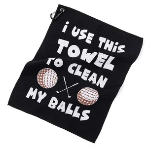 Promotion Product Wholesale Compact Custom Printing Logo Microfiber Waffle Design Golf Towel With Clip Cleaning Golf Ball Towel