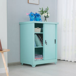 <span class=keywords><strong>GDLT</strong></span> Armoire de rangement assemblée à portes coulissantes avec serrure à clé Étanche et durable Petite armoire colorée en acier écologique - Product Image 6