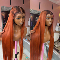 Wig Rambut Manusia Vietnam Asli Ombre Ginger Super Double Drawn SDD Bone Straight Tanpa Lem 5x5 HD Lace Closure Lace Frontal