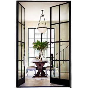 Porte d'entrée moderne en alliage d'aluminium à cadre fin avec design à battants français pour la décoration de villa Marque YJ Garantie 1 an - Product Image 4