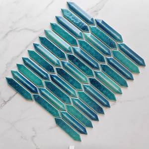 Ciel étoilé couleur bleue forme de flèche <span class=keywords><strong>Chevron</strong></span> mosaïque en céramique dosseret <span class=keywords><strong>carrelage</strong></span> <span class=keywords><strong>mural</strong></span> de cuisine - Product Image 2