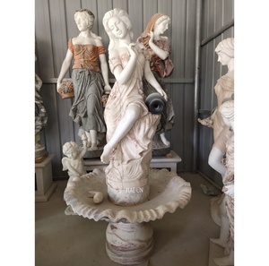 Jardin extérieur marbre dame sculpture pierre cascade femme statue mur <span class=keywords><strong>fontaine</strong></span> d'eau - Product Image 4