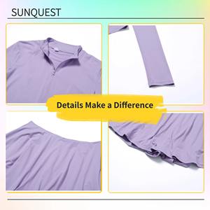 Damen Tennis Kleider <span class=keywords><strong>2</strong></span> Stück Set Schutz Training Tragen Langarm Mantel Tennis Reiß verschluss Jacke und Röcke Gym Fitness Set - Product Image 4