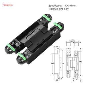 Bản lề cửa gỗ âm 3D bằng hợp kim kẽm 180 độ, kiểu giấu kín, nhỏ, màu đen, hiện đại, có thể điều chỉnh, đóng êm của Trung Quốc - Product Image 3