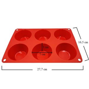 Stampo per muffin in silicone rosso, 6 cavità, antiaderente, per cupcake e torte - Product Image 2
