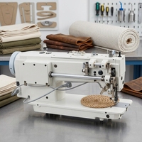 Machine à coudre industrielle zigzag robuste, machine à coudre électrique multifonctionnelle à entraînement direct et pied entraîneur pour tissus jusqu'à 10 mm d'épaisseur