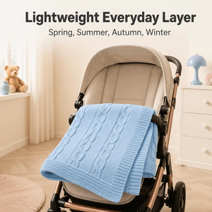 Collection Maison Hiver – Couverture Bébé en <span class=keywords><strong>Coton</strong></span> Tricoté Classique Écologique – Chaude et Douce pour la Literie - Product Image 3