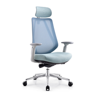 Chaise de bureau à dossier haut en maille avec base en aluminium, multi-positions réglables pour le personnel d'entreprise