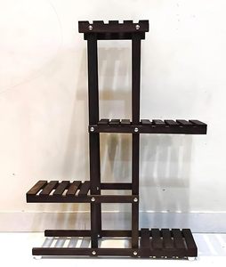 Support de plante en bois à plusieurs niveaux de conception unique pour le support de stockage de pot de jardin d'intérieur et extérieur et étagère de plante pour l'affichage - Product Image 4
