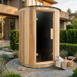 Sauna de Vapor para Exteriores de 3-4 Personas, de Madera Sólida, con Luz de 7 Colores y Calentador Harvia, Techo Impermeable, Precio de Fábrica - Product Image 1