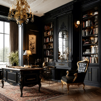 Style néoclassique sombre, design 3D d'intérieur complet pour villa de luxe, manoir
