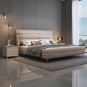 Muebles de Dormitorio Modernos de Madera de Lujo, Camas Tapizadas Suaves, Estructura de Cama Doble Tamaño Completo con Almacenamiento, Diseños Simples y Elegantes - Product Image 2