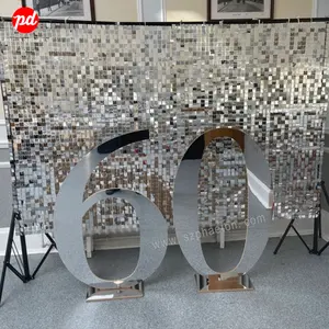 Miroir argent acrylique chiffres 4ft miroir or géant chiffres support pour 60e anniversaire fête décorations fournitures mariages événements