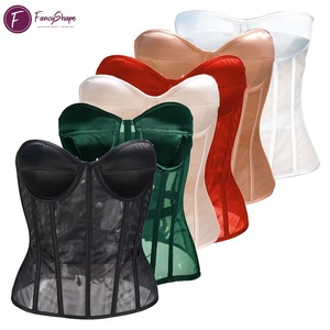 Corsetto da donna FancyShape traspirante con stecche, top corto vintage con spalline sottili e schiena scoperta, reggiseno da sposa per feste e matrimoni - Product Image 1