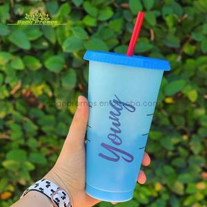 2023 2024 ultimo più popolare pronto per la spedizione in plastica 24 oz caffè magico riutilizzabile che cambia il colore della tazza del partito tumbler - Product Image 4