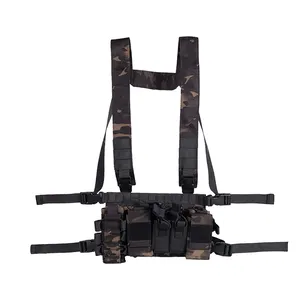 男士狩猎训练胸部钻机训练户外透气彩弹枪套吊带袋背心