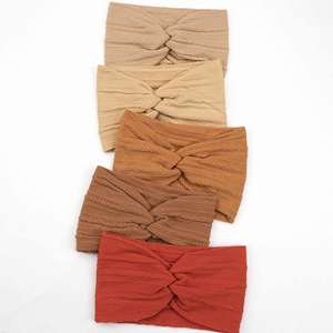 ที่คาดผมเด็ก Manotte LY-3552 สไตล์ยุโรปอเมริกัน สีพื้น ผ้าไนลอนยืดหยุ่น ลายแจ็คการ์ด แบบไขว้กว้าง - Product Image 2
