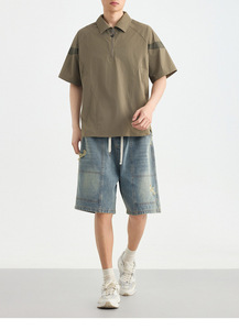 <span class=keywords><strong>เสื้อโปโล</strong></span>ผู้ชายทรงหลวม แขนสั้น สีเขียวล้วน แบบมีซิปครึ่งตัว ผลิตจากผ้าไนลอนผสมสแปนเด็กซ์ แห้งเร็ว รับผลิตตามสั่ง (OEM) พร้อมสกรีนโลโก้ ขายส่ง - Product Image 2