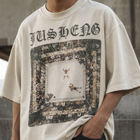 T-shirt en coton GSM surdimensionné personnalisé pour homme, T-shirt personnalisé en usine, impression graphique, manches courtes, streetwear, col rond, coupe ample