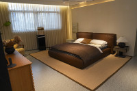 Modernes Luxus-Leder-Schlafzimmerset: Weiches, getuftetes Bett in hoher Qualität, minimalistisches Design, King-/Queen-Size, langlebiger Bettrahmen mit Stauraum für