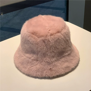 Luxury Simple Fashion Plush Unisex Winter Denim Fleece Face Small Bucket Fisherman Party Hat <b>Head</b> <b>Wrap</b> Warm - Product Image 1