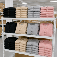 Cardigan sur mesure pour femme, court, oversize, en tricot côtelé épais, col en V, boutonné, manches chauve-souris, en nylon et coton, OEM, vente en gros, commande en gros
