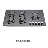 Table de cuisson à gaz encastrable 5 brûleurs OEM/ODM d'usine, plaque de cuisson à gaz 90 cm en verre trempé pour cuisine domestique et usage hôtelier