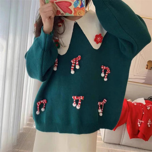 <span class=keywords><strong>Pull</strong></span> en tricot pour femme de Noël, col <span class=keywords><strong>marin</strong></span> mignon, coupe personnalisée, de haute qualité et luxueux - Product Image 6