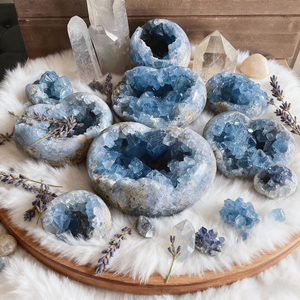 高品质天然水晶愈合石蓝色Celestine Geode簇Druzy宝石原石礼品 - Product Image 1
