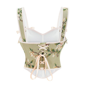 Corset <span class=keywords><strong>moulant</strong></span> pour femmes Abdomen Bustiers Slimm Fit Lace up Boxes With Bones Gather Breast Waist Trainer Petal Shaping Tops - Product Image 2