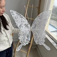 Grandes fleurs en papier papillon en dentelle faites à la main de luxe pour décoration de fenêtre de mariage, grandes décorations florales artificielles