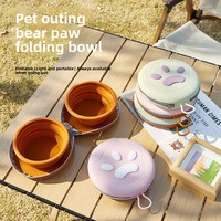 Bol pour animaux de compagnie en silicone pliable à double compartiment, design avec mousqueton portable, bol de voyage pour la marche en plein air