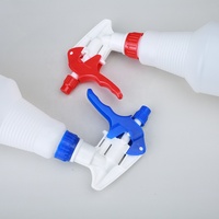 Bouteille pulvérisateur à gâchette en plastique PE cylindrique vide de 1L avec bleu et blanc