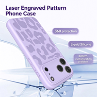 Coque de téléphone portable en silicone liquide anti-chute avec motif léopard gravé au laser de luxe pour iPhone