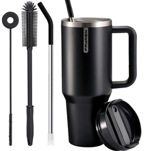 Vaso Térmico Personalizado de Acero Inoxidable de 40 oz con Asa y Tapa, Aislado al Vacío, <span class=keywords><strong>para</strong></span> Viaje, con Pajita, Logotipo Grabado con Láser, 12-24 Horas de Temperatura - Product Image 1