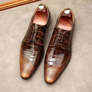 Zapatos de Cuero de Negocios para Hombre, Estilo Británico, con Punta en Pico y Tiras Personalizadas de Alta Gama, Antideslizantes, Transpirables, con Cierre de Cordones, para Otoño - Product Image 1