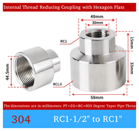 Raccords de tuyauterie forgés sur mesure haute pression 3000 LB en acier inoxydable 304, raccord réducteur BSPT à filetage interne PT1-1/2"*1"