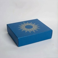 Boîtes en papier de luxe bleu roi avec impression soleil dorée, boîtes d'expédition personnalisées pour bijoux