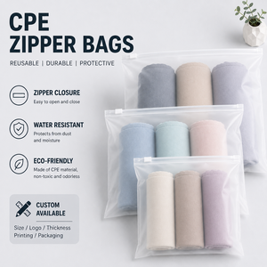 PE Zipper <b>Bags</b> <b>Clear</b> Reusable Protective Water Resistant Eco Friendly Recyclable Gravure Printing Custom Logo Industrial Use - Product Image 1