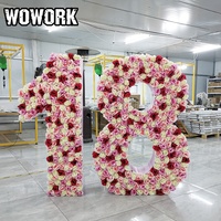 2026 WOWORK Fushun 3ft DIY Ins Festival Stage Props Retail Free Standing Big Artificial Flower Number Letter for Party Hire