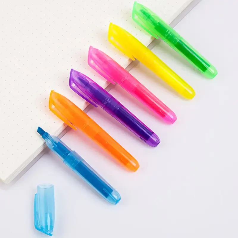 Vivid multi cor highlighter marcador cinzel ponta com clipe caneta fluorescente para crianças marcadores personalizados set