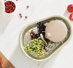 Tuyệt vời tay miễn phí đa chức năng trái cây và rau máy giặt Scrubber Spinner nhựa - Product Image 1