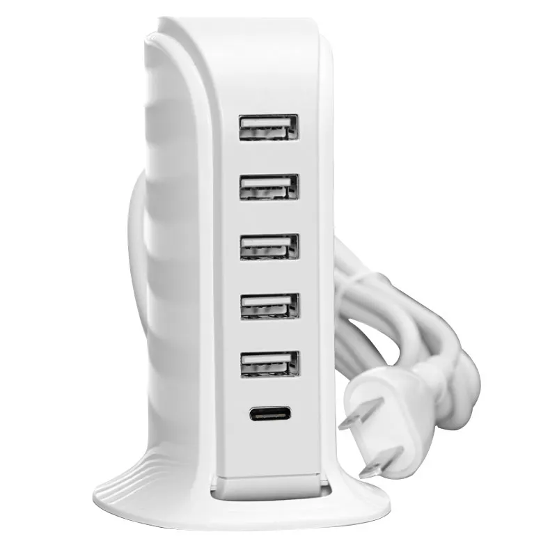 6 Port Desktop USB Charging Station with Multiple Port for iPhone 38w Multi Port Usb Charger