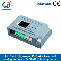 Huaqingjun 8-in 8-out Sortie relais PLC Entrées analogiques 0-20mA 4-20mA RS485 Modbus RTU WIFI PLC pour l'automatisation des serres