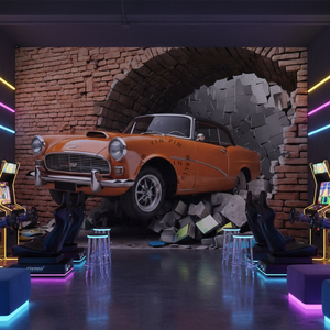 <span class=keywords><strong>Papier</strong></span> <span class=keywords><strong>peint</strong></span> mural auto-adhésif imperméable pour décoration intérieure, motif <span class=keywords><strong>voiture</strong></span> classique <span class=keywords><strong>3D</strong></span>, effet mural endommagé - Product Image 3